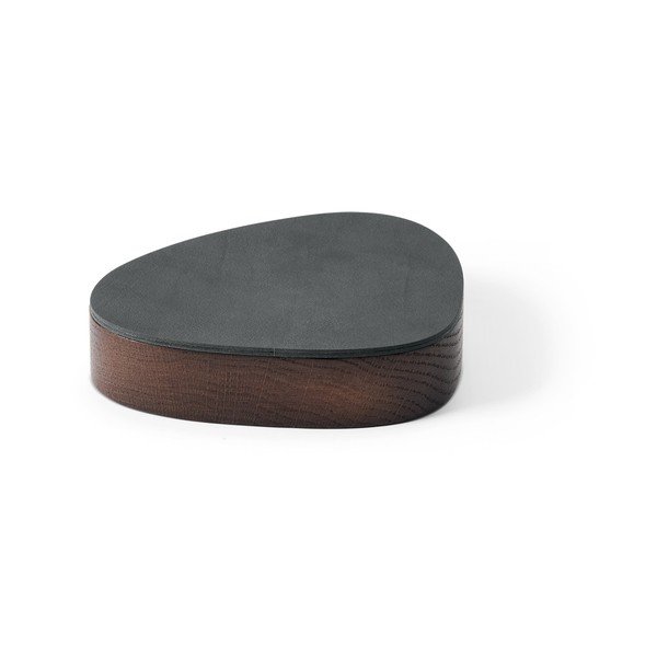 Antracitno siva/smeđa drvena/od eko kože kutija za pohranu s poklopcem/dekorativna 14x12,5x3,5 cm Curve Nupo – LIND DNA