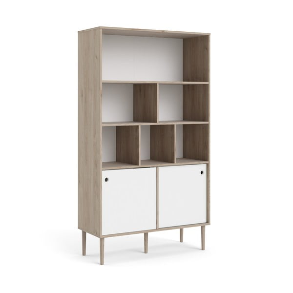 Bijeli regal za knjige s okvirom u hrastovom dekoru Tvilum Rim, 99 x 176 cm-image-3