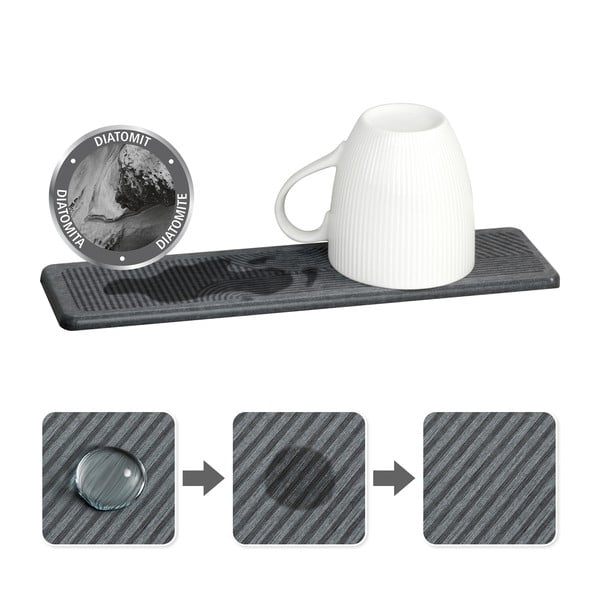 Siva podloga za ocjeđivanje posuđa od dijatomita 30x8 cm Damon – Wenko-image-3