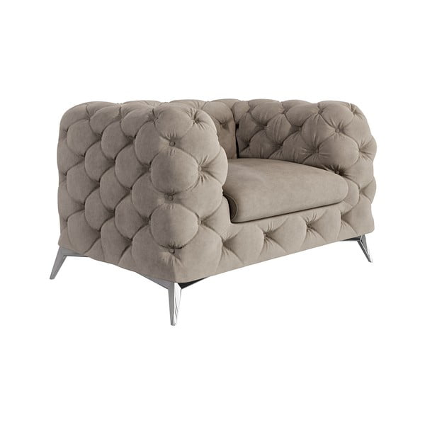 Sivo-bež baršunasti fotelja Chelsea – Ropez