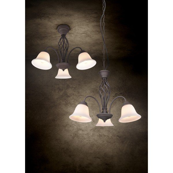 Tamno smeđa stropna svjetiljka sa staklenim sjenilom Rustica – Trio-image-3