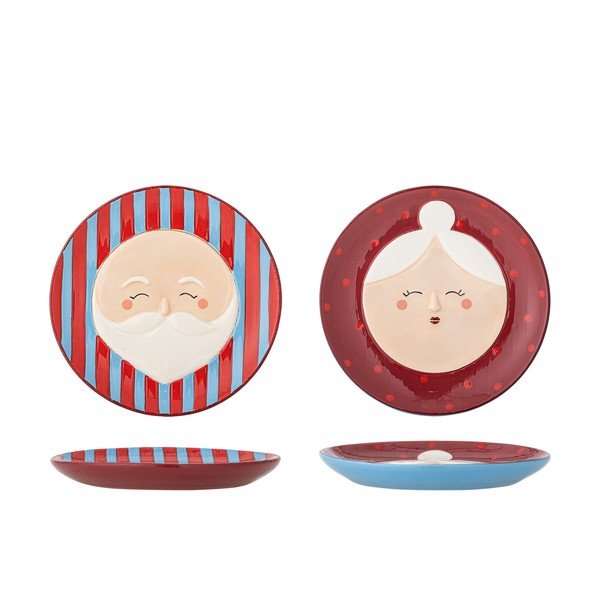 Crveni desertni tanjuri u setu 2 kom s božićnim motivom od kamenine ø 16 cm Granny – Bloomingville-image-3