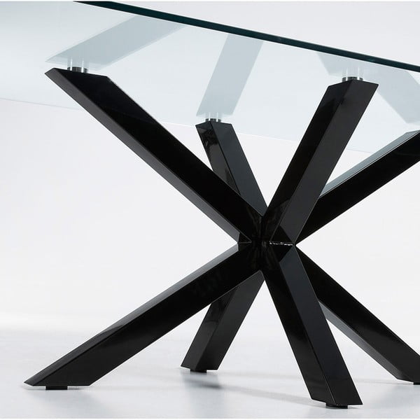 Blagovaonski stol sa staklenom pločom i crnim postoljem Kave Home, 160 x 90 cm-image-4