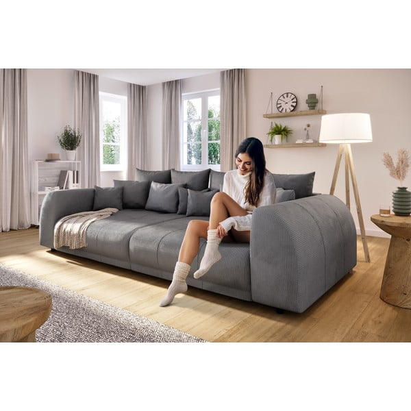 Tamno siva sofa od samta 310 cm Vanessa – Ropez-image-4