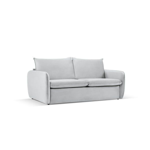 Svijetlo siva baršunasta sklopiva sofa 214 cm Vienna – Cosmopolitan Design-image-1