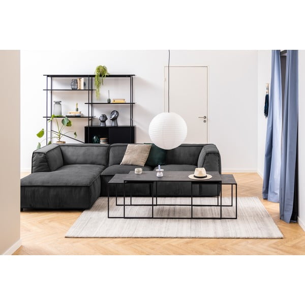 Mat crni stolići za kavu u setu 3 kom s pločom stola u mramornom dekoru 60x120 cm Infinity – Actona-image-1