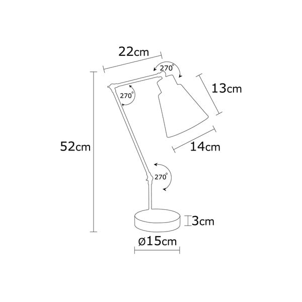 Žuta /u prirodnoj boji stolna lampa s metalnim sjenilom (visina 52 cm) Manavgat – Opviq lights-image-3