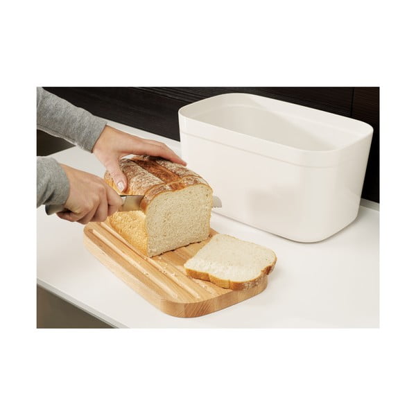 Bijela kutija za kruh s drvenim poklopcem Joseph Joseph Bin-image-2
