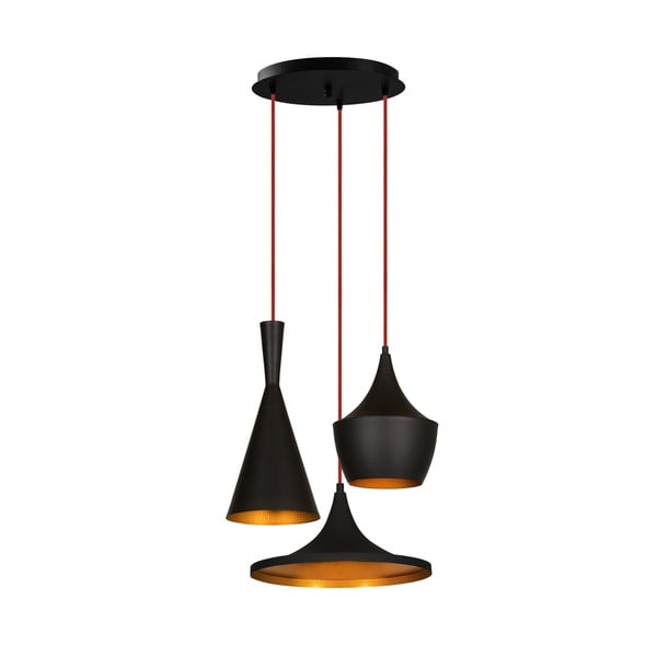 Crna viseća svjetiljka za 3 žarulje Opviq lights Elmas