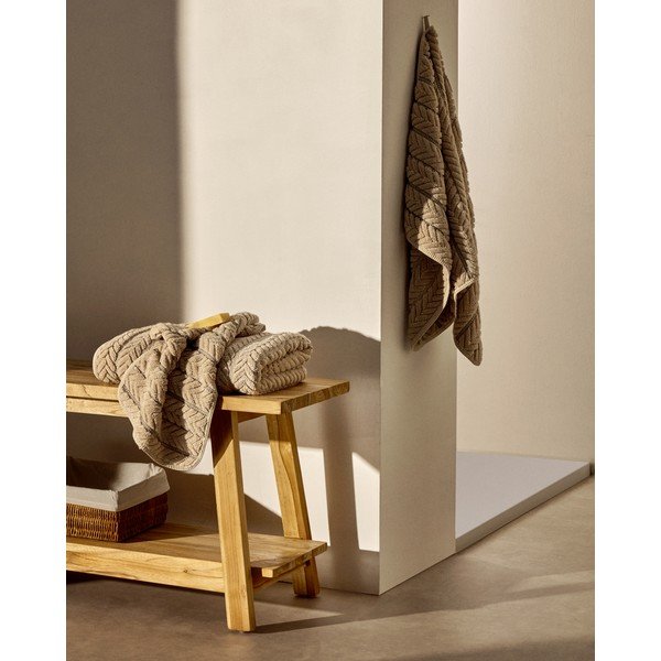 Bež pamučan ručnik od frotira 50x90 cm Rune – Kave Home-image-4