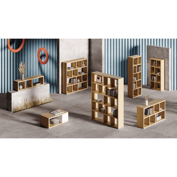 Biblioteka u dekoru hrasta u prirodnoj boji 150x83 cm Berlin – TemaHome-image-1