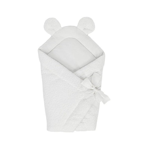 Bijeli pokrivač za povijanje od boucle tkanine 35x65 cm – Meowbaby