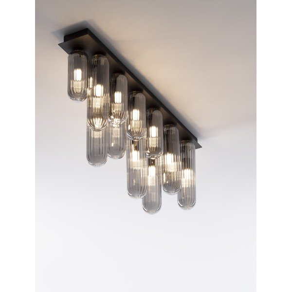 Siva staklena stropna svjetiljka sa staklenim sjenilom 10x72 cm Gustave – Nova Luce-image-3