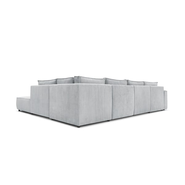 Svijetlo siva kutna garnitura od samta (s desnim kutom/u obliku slova "U") Nihad modular – Bobochic Paris-image-4