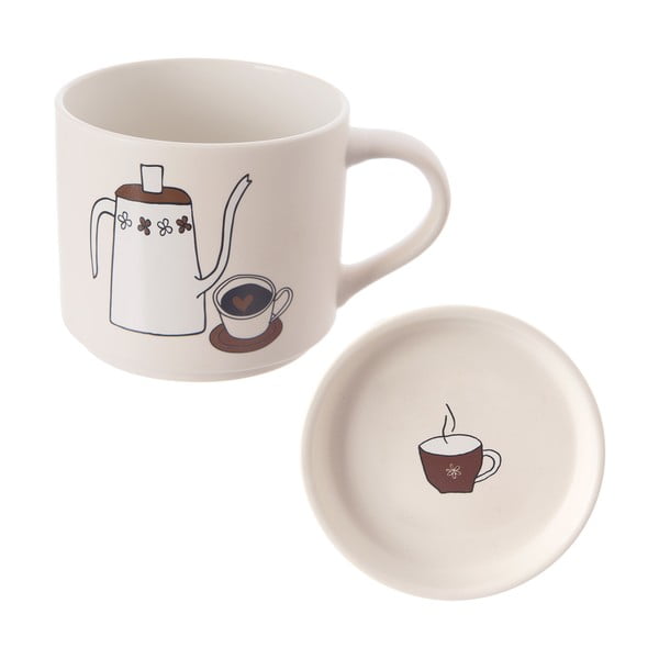 Bijela porculanska šalica s poklopcem 450 ml – Orion