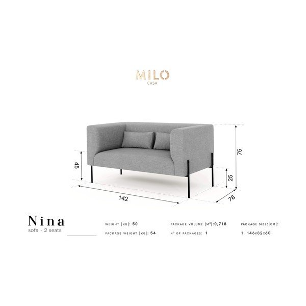 Žuti dvosjed Milo Casa Nina, 142 cm-image-4