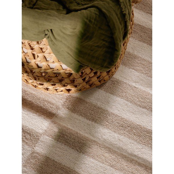 Bijela/svjetlo smeđa obostrana/ručno rađena vunena staza 80x200 cm Vika – Hanse Home-image-3