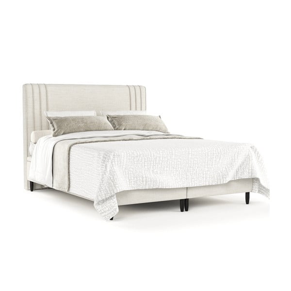 Bež tapecirani bračni krevet s prostorom za pohranu 140x200 cm Musca – Maison de Rêve-image-2