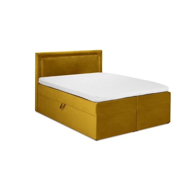 Žuti baršunasti bračni krevet Mazzini Beds Mimicry, 180 x 200 cm