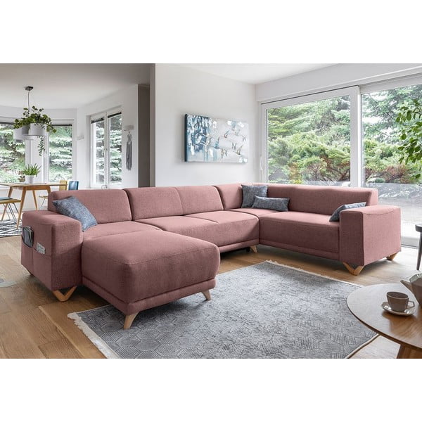 Ružičasta sklopiva/s prostorom za odlaganje kutna garnitura (s desnim kutom/u obliku slova "U") Classy Sophie – Miuform-image-3