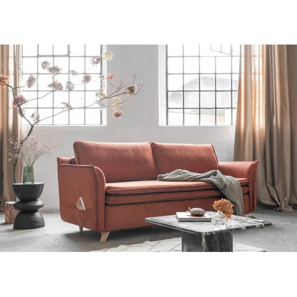 Ciglasta baršunasti sklopiva sofa 225 cm Charming Charlie – Miuform-image-3