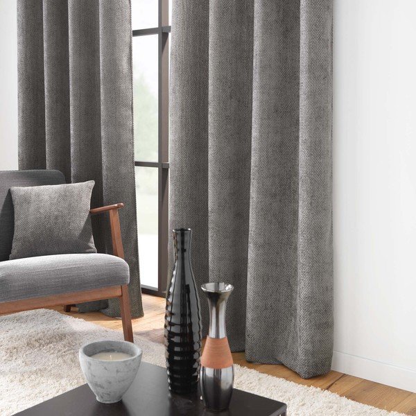 Antracitno siva zavjesa od šenila 140x260 cm Leo – douceur d'intérieur-image-1