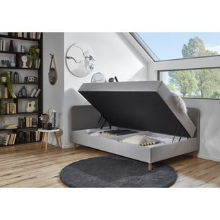 Svijetlo sivi tapecirani krevet s prostorom za pohranu 120x200 cm Cabana – Meise Möbel