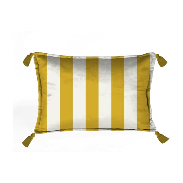 Bijeli baršunasti jastuk sa zlatnim prugama Velvet Atelier Borlas, 50 x 35 cm