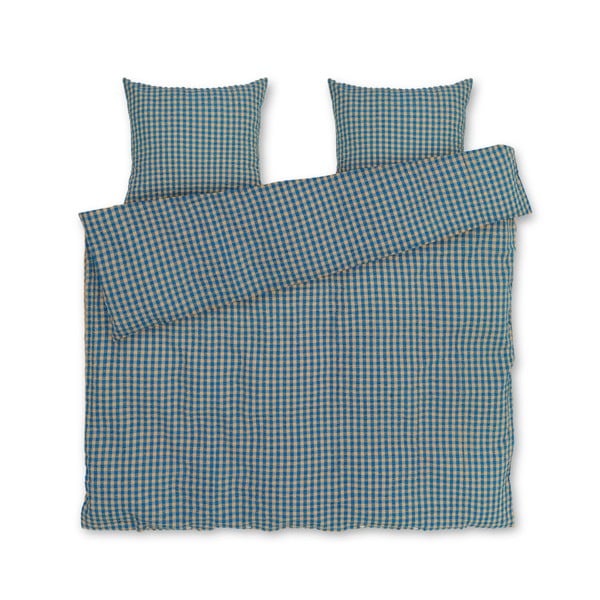 Oker žuto-plava posteljina za bračni krevet-za produženi krevet od krepa 200x220 cm Bæk&Bølge – JUNA
