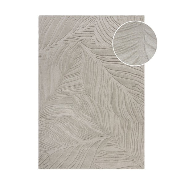 Sivi vuneni tepih Flair Rugs Lino Leaf, 160 x 230 cm