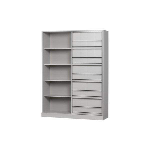 Svijetlo siva biblioteka od masivnog bora s kliznim vratima 150x200 cm Swing – WOOOD-image-3