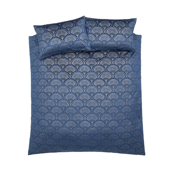 Plava posteljina za bračni krevet 200x200 cm Art Deco Pearl - Catherine Lansfield