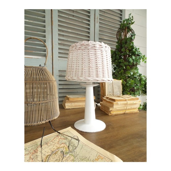 Bijela stolna lampa sa sjenilom od ratana Orchidea Milano Summer