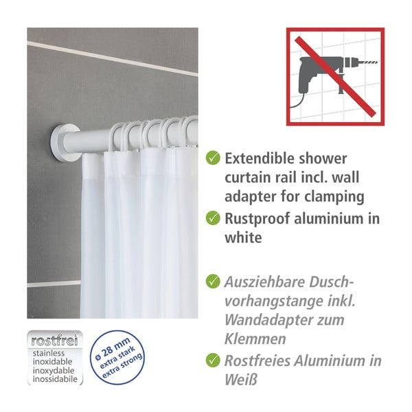 Bijela teleskopska šipka za kupaonicu Wenko Luz, dužine 110-185 cm-image-4