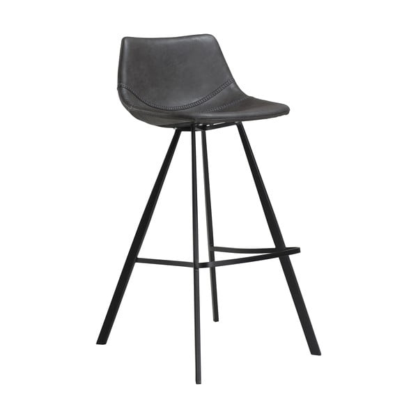 Siva barska stolica od eko kože s crnom metalnom bazom DAN – FORM Denmark Pitch, visina 98 cm