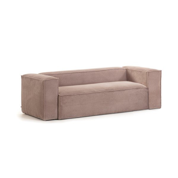 Ružičasta baršunasta garnitura Kave Home Blok, 240 cm-image-2