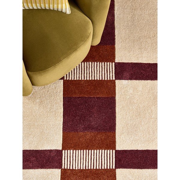 Bordo/krem ručno rađen tepih od recikliranih vlakna 120x170 cm Franka – MADE-image-3