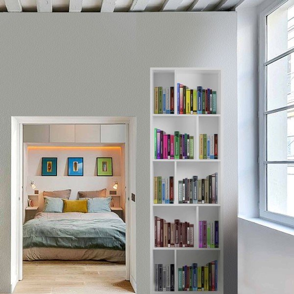 Bijela drvena polica za knjige Evergreen House Efran-image-1