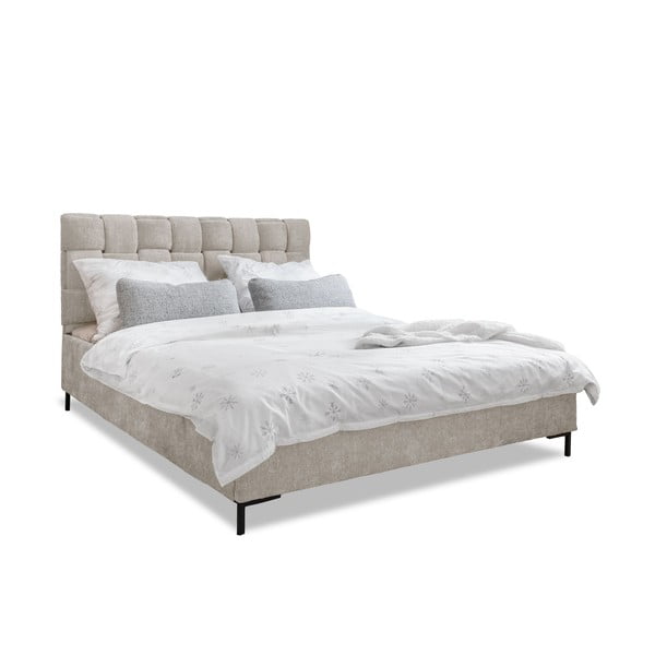 Bež tapecirani bračni krevet s podnicom 140x200 cm Eve – Miuform