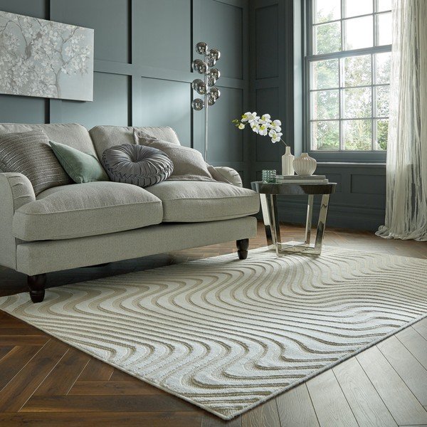 Bež vuneni tepih 170x120 cm Patna Channel - Flair Rugs-image-1