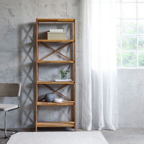 Regal od punog hrasta u prirodnoj boji 70x198 cm X-Shelf – Unique Furniture-image-1