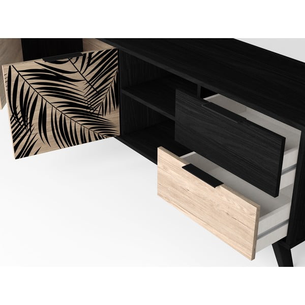 Crni TV stol u dekoru hrasta 181x53 cm Palmera - Marckeric-image-1
