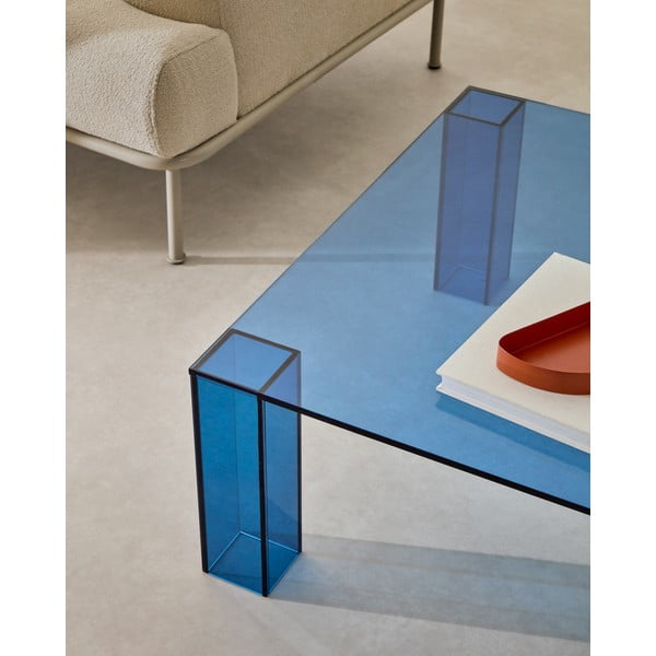 Plavi stakleni stolić za kavu 60x140 cm Adularia – Kave Home-image-1