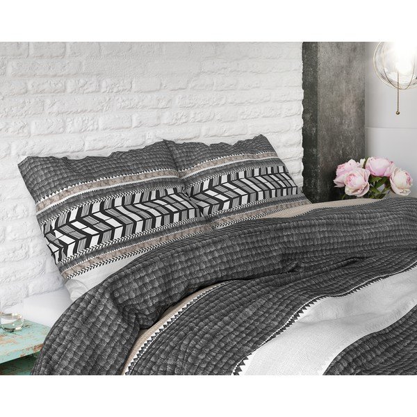 Siva pamučna posteljina Pure Cotton Northern Stripe, 140 x 200/220 cm-image-2