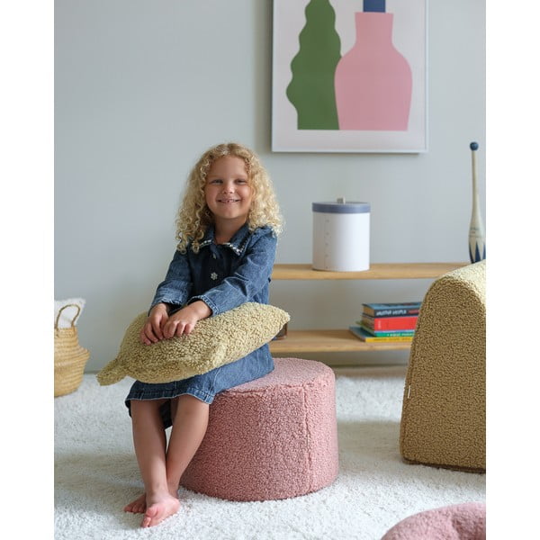Ružičasti dječji tabure od bouclé tkanine – Wigiwama-image-1
