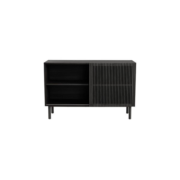 Crni ormarić u dekoru jasena s kliznim vratima 124x80x45 cm Sion – Jotex