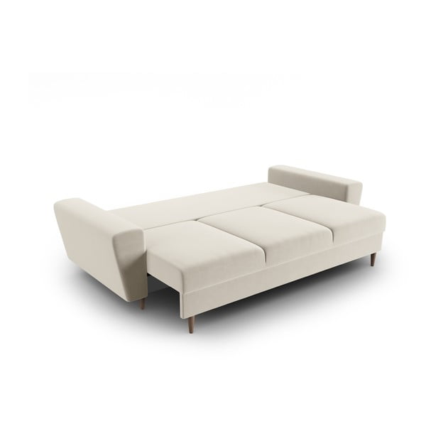 Bež baršunasti sklopiva/s prostorom za odlaganje sofa 235 cm Kyoto – Cosmopolitan Design-image-2