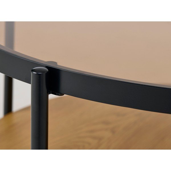 Okrugao stolić za kavu sa staklenom pločom stola u prirodnoj boji ø 84 cm Hassel – Unique Furniture-image-3