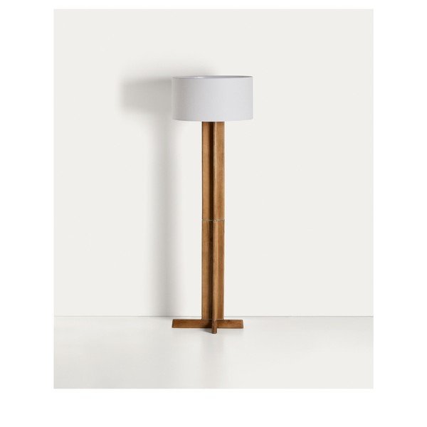 Bijela/smeđa stojeća svjetiljka s tekstilnim sjenilom (visina 150,5 cm) Niani – Kave Home-image-4