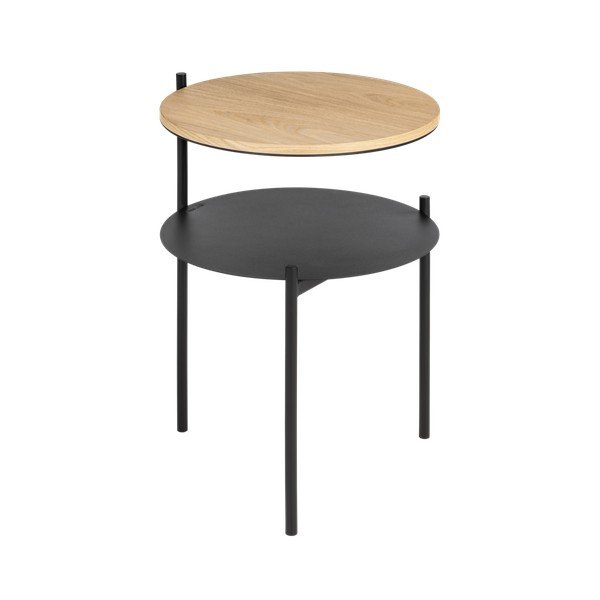 Crni/u prirodnoj boji noćni ormarić s pločom stola u dekoru hrasta Tu – noo.ma